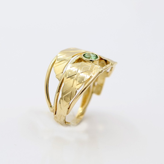 zwaan_14_karaat_geelgouden_ring_met_groene_chroom_toermalijn