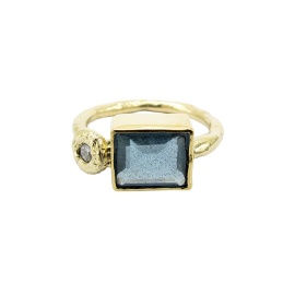 gouden ring victoria-r met aquamarijn en diamant sfeerfoto