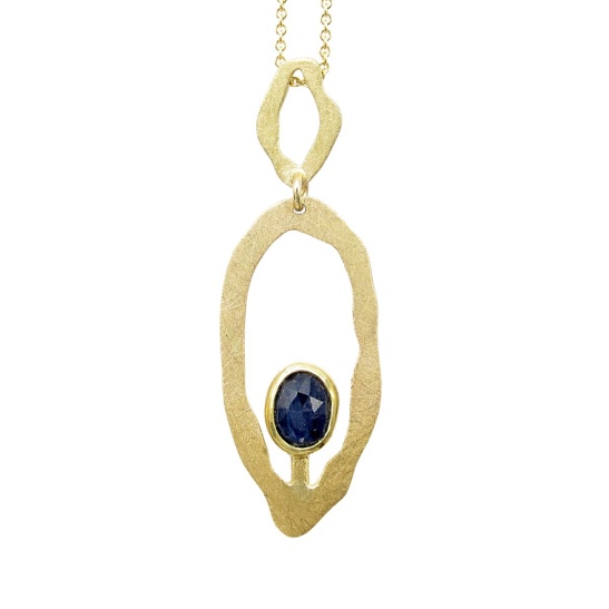 gouden hanger adyra-h8 met saffier sfeerfoto