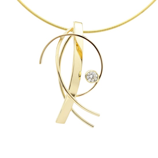 gouden hanger cancan met diamant en ruimtelijke vormgeving sfeerfoto
