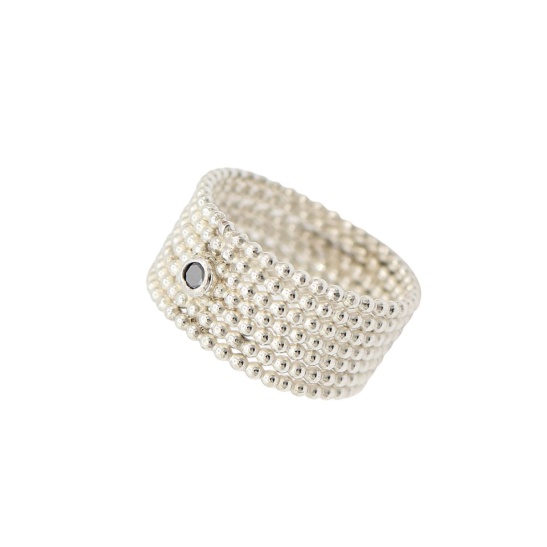 zilveren ring nelly met kleine bolletjes en Lab Grown diamant sfeerfoto